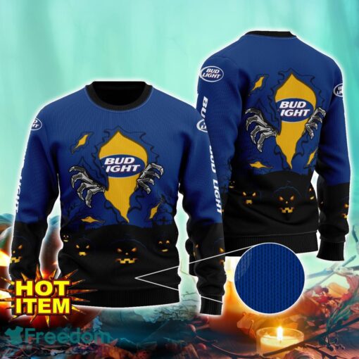 Bud Light Beer Scary Night Halloween Hand Pull Out Halloween 3D Sweater For Men and Women Product Photo 1