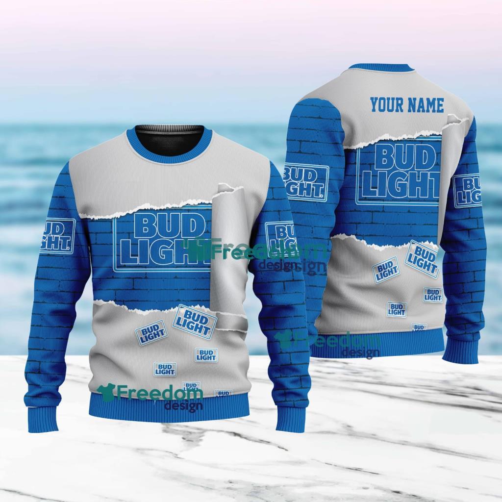 Bud Light Logo New Idea Christmas Ugly Sweater 3D For Men And Women image Bud Light Logo New Idea Christmas Ugly Sweater 3D For Men And Women Product Photo 1
