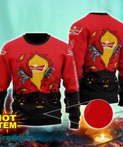 Budweiser Scary Night Halloween Hand Pull Out Halloween 3D Sweater For Men and Women