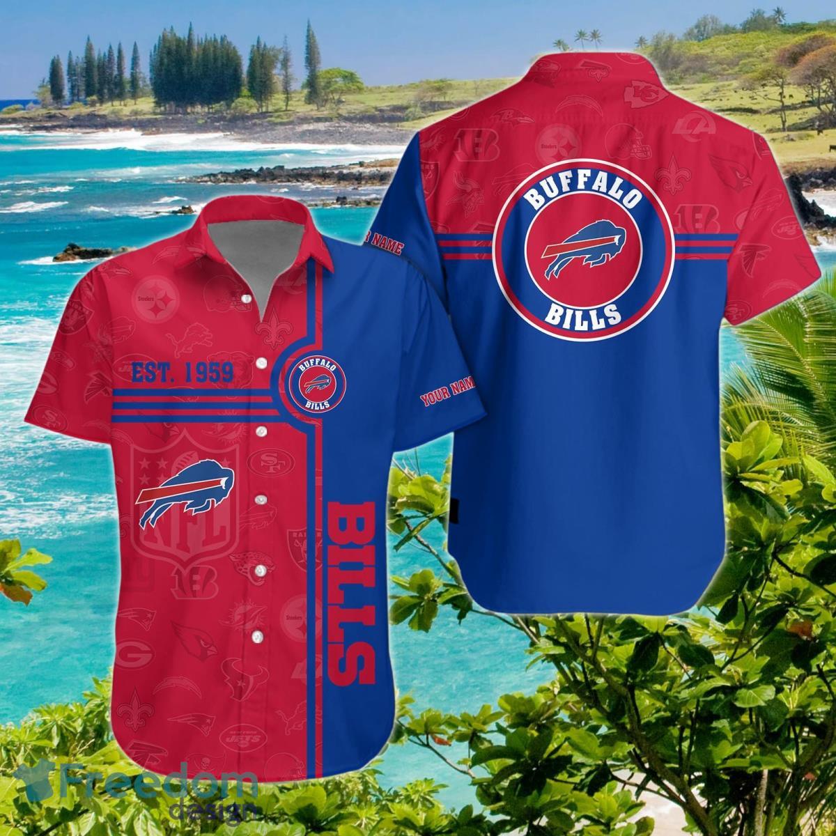Buffalo Bills Hawaiian Shirt Custom Name Unique Gift image Buffalo Bills Hawaiian Shirt Custom Name Unique Gift Product Photo 1