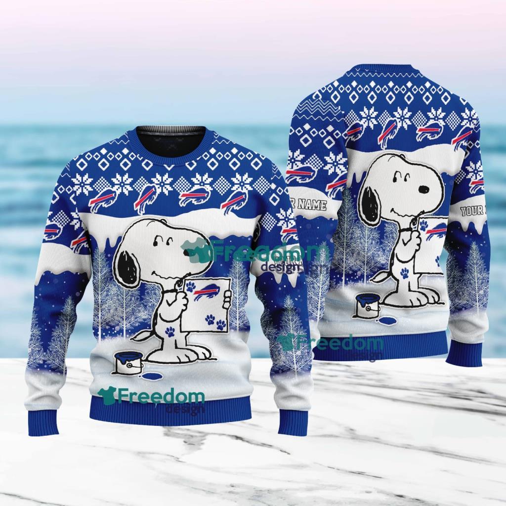 Buffalo Bills Nfl Snoopy Pine Tree Christmas Ugly Sweater Custom Name image Buffalo Bills Nfl Snoopy Pine Tree Christmas Ugly Sweater Custom Name Product Photo 1