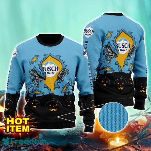 Busch Light Scary Night Halloween Hand Pull Out Halloween 3D Sweater For Men and Women Product Photo 1