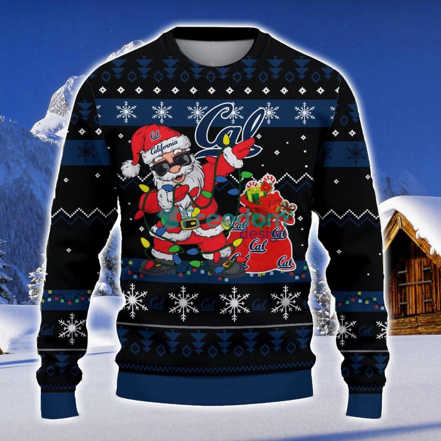 California Golden Bears Santa Claus Ugly Christmas Sweater Christmas Gift 3D Sweater image California Golden Bears Santa Claus Ugly Christmas Sweater Christmas Gift 3D Sweater Product Photo 1