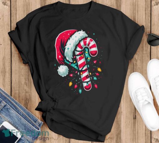 Candy Cane Crew Christmas Lights Family Matching Xmas Shirt - Black T-Shirt