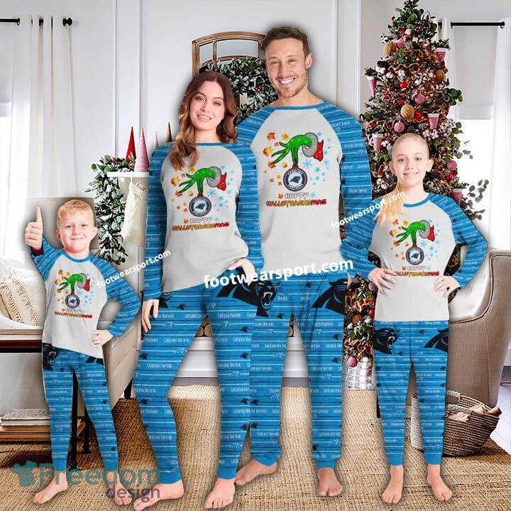 Carolina Panthers Happy HalloThankmas Xmas Family Pajamas Set Kid Men Women image Carolina Panthers Happy HalloThankmas Xmas Family Pajamas Set Kid Men Women - Carolina Panthers Happy HalloThankmas Xmas Family Pajamas Set Kid Men Women