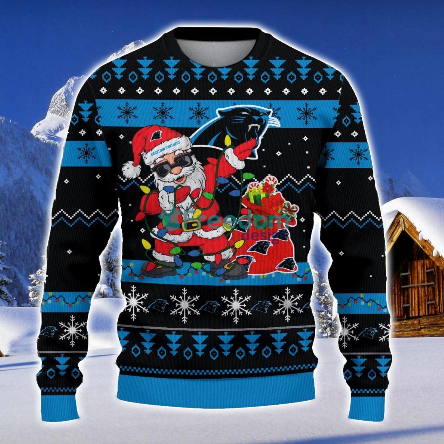 Carolina Panthers Santa Claus Ugly Christmas Sweater Christmas Gift 3D Sweater image Carolina Panthers Santa Claus Ugly Christmas Sweater Christmas Gift 3D Sweater Product Photo 1