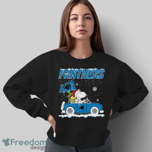 Carolina Panthers Snoopy And Woodstock Driving Car Shirt Sweatshirt Hoodie - Sweatshirt