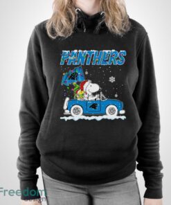 Carolina Panthers Snoopy And Woodstock Driving Car Shirt Sweatshirt Hoodie - Unisex Pullover Hoodie