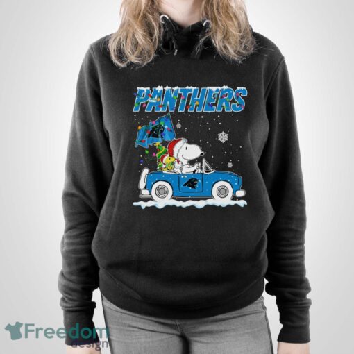 Carolina Panthers Snoopy And Woodstock Driving Car Shirt Sweatshirt Hoodie - Unisex Pullover Hoodie