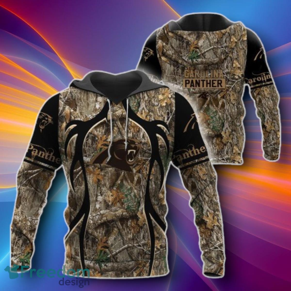 Carolina Panthers Zipper Hunting 3D Hoodies Unique Gift image Carolina Panthers Zipper Hunting 3D Hoodies Unique Gift Product Photo 1