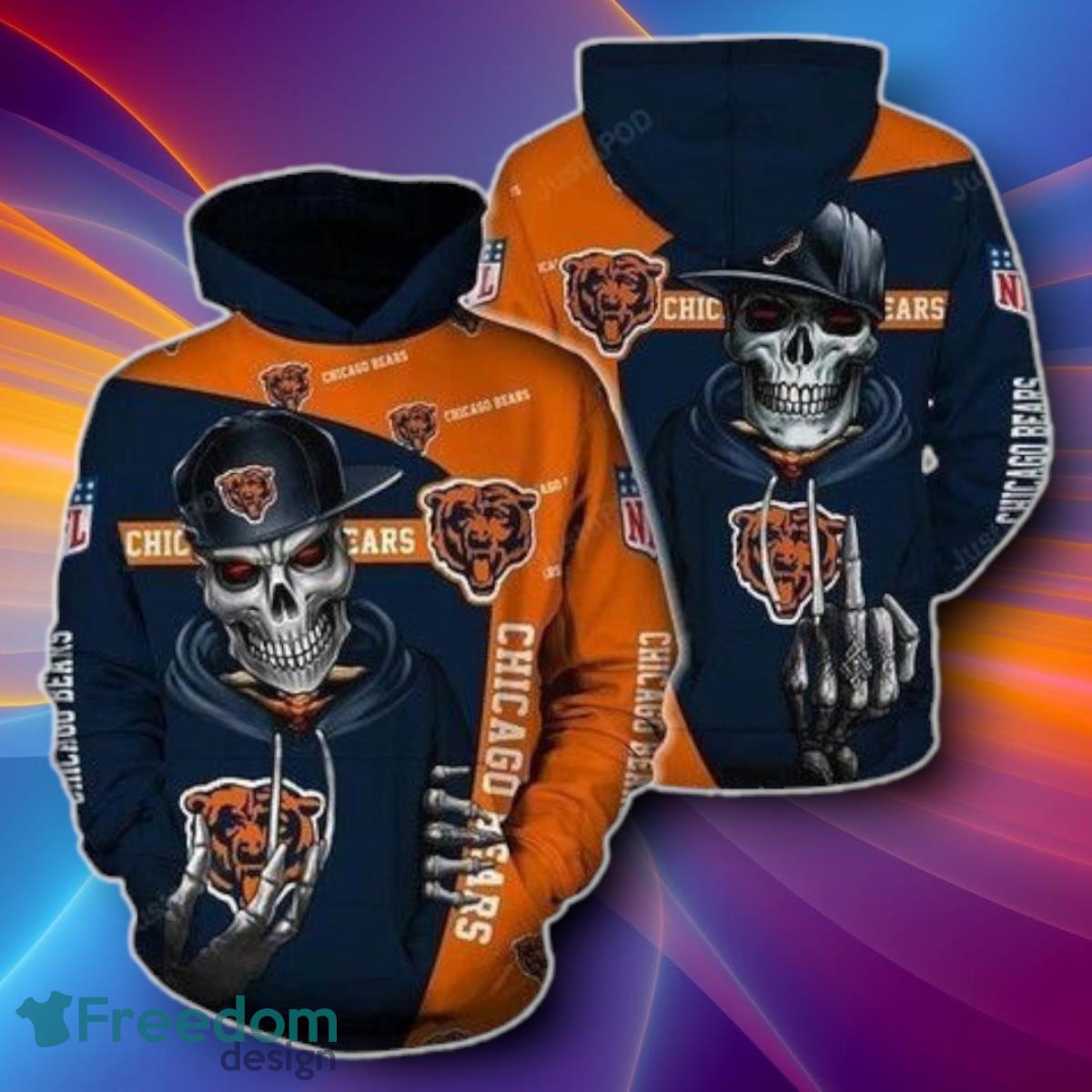 Chicago Bears Hip Hop Skull 3D Hoodies Unique Gift image Chicago Bears Hip Hop Skull 3D Hoodies Unique Gift Product Photo 1