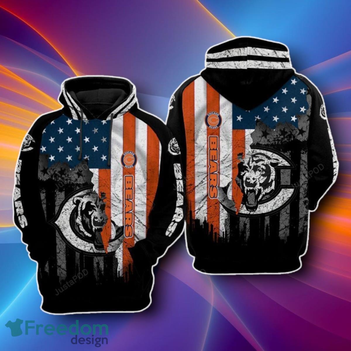 Chicago Bears Nfl Football Flag American 3D Hoodies Unique Gift image Chicago Bears Nfl Football Flag American 3D Hoodies Unique Gift Product Photo 1