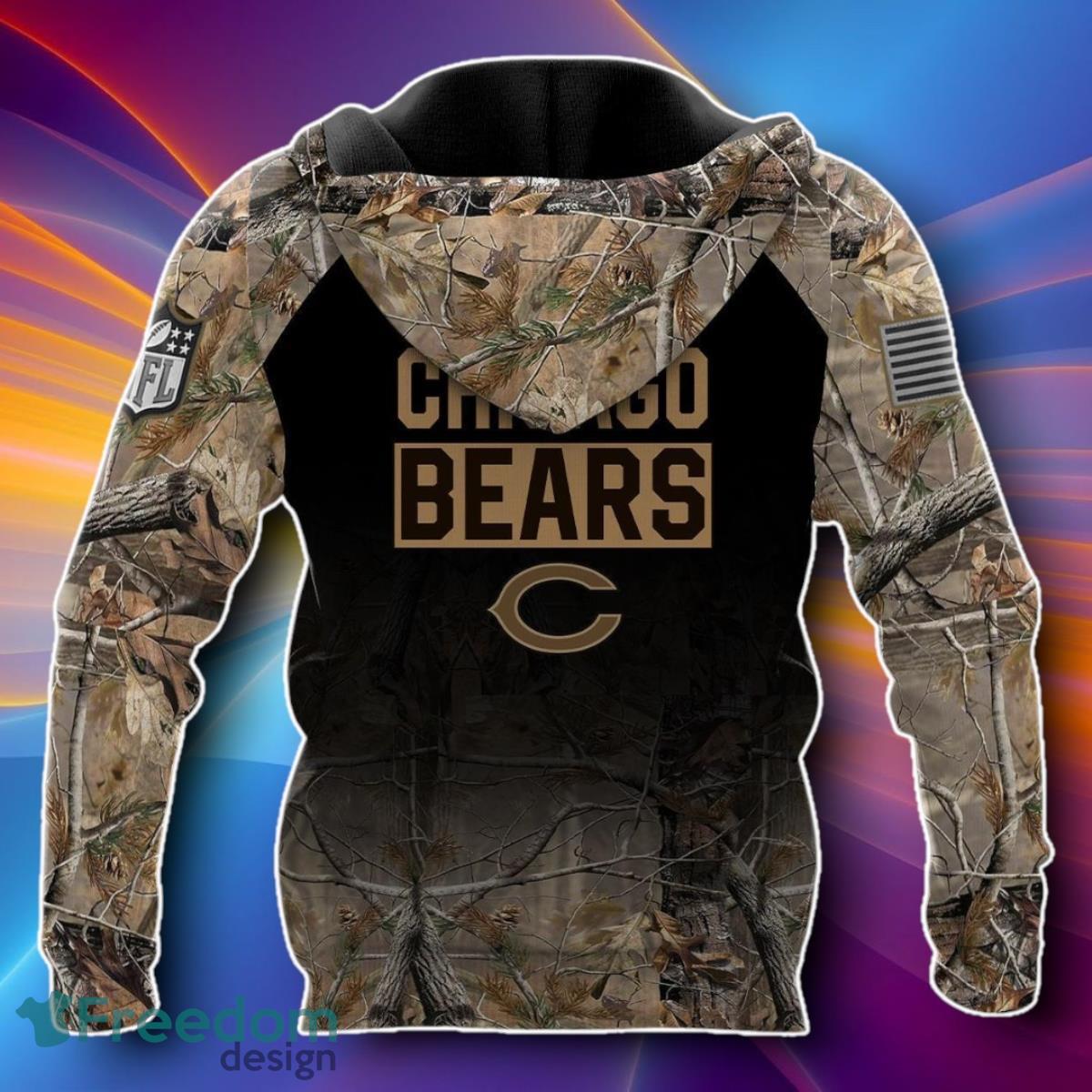 Chicago Bears Personalized Hunting Camo 3D Hoodies Unique Gift image Chicago Bears Personalized Hunting Camo 3D Hoodies Unique Gift Product Photo 2