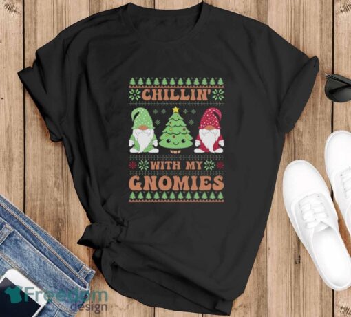 Chillin With My Gnomies Sweatshirt, Funny Christmas Hoodie Shirt - Black T-Shirt