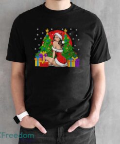 Christmas Sexy Santa Girl Pin-Up Sweatshirt, Cheeky Santa Girl Hoodie - Black Unisex T-Shirt