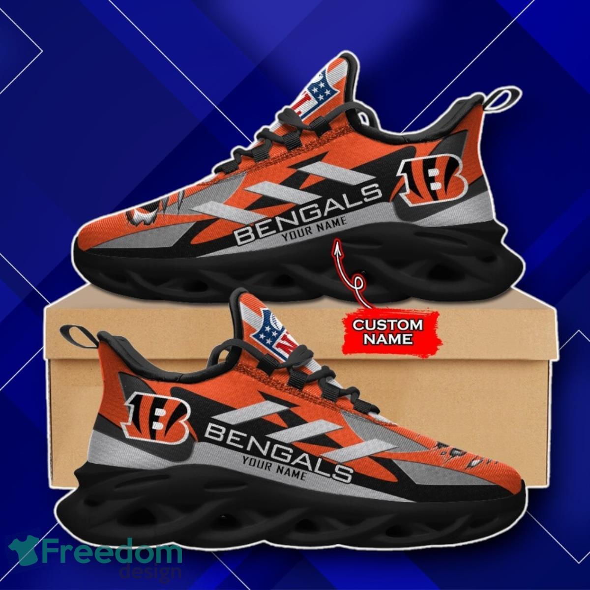 Cincinnati Bengals Custom Name NFL Max Soul Sneaker Impressive Gift For Men And Women image Cincinnati Bengals Custom Name NFL Max Soul Sneaker Impressive Gift For Men And Women Product Photo 2