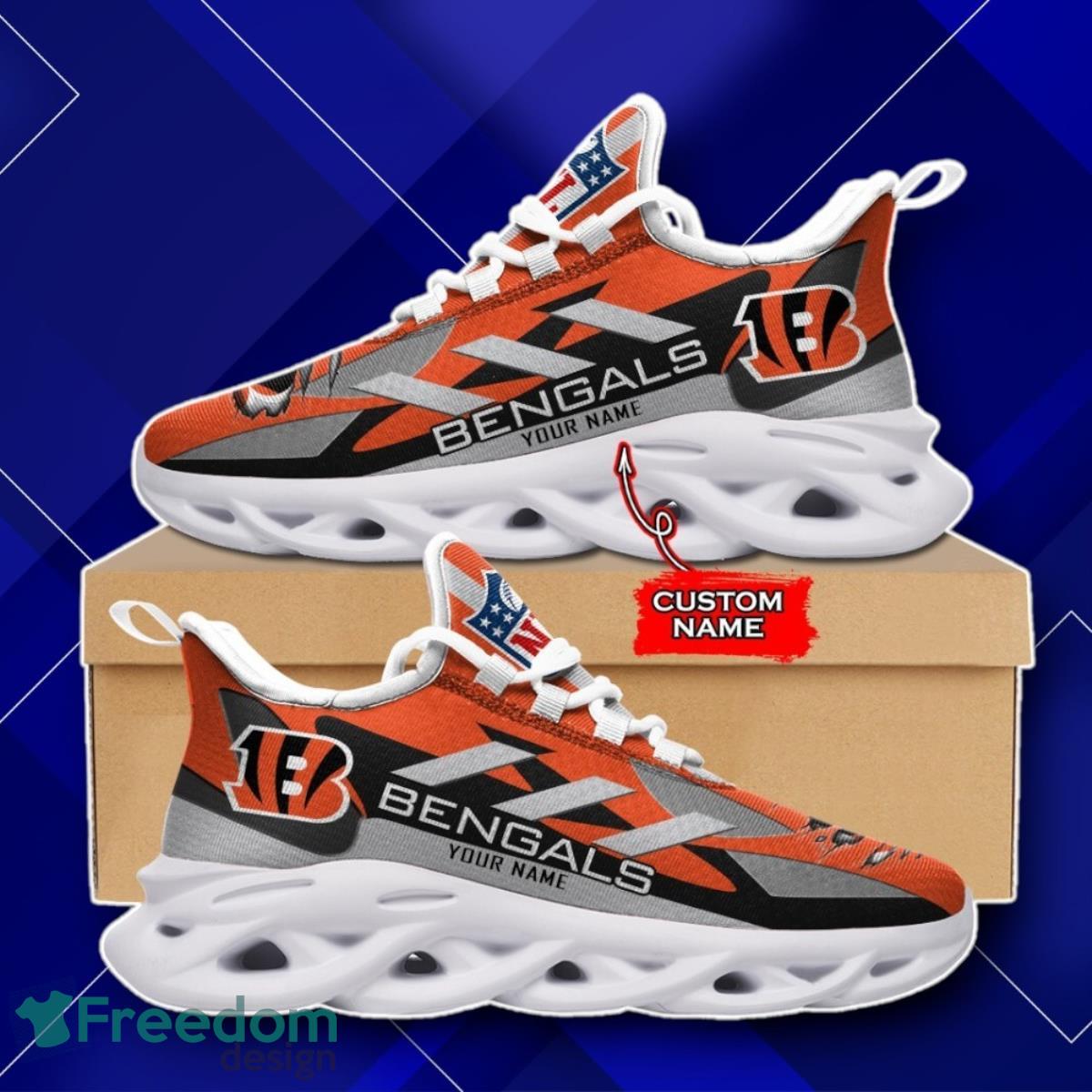 Cincinnati Bengals Custom Name NFL Max Soul Sneaker Impressive Gift For Men And Women image Cincinnati Bengals Custom Name NFL Max Soul Sneaker Impressive Gift For Men And Women Product Photo 1