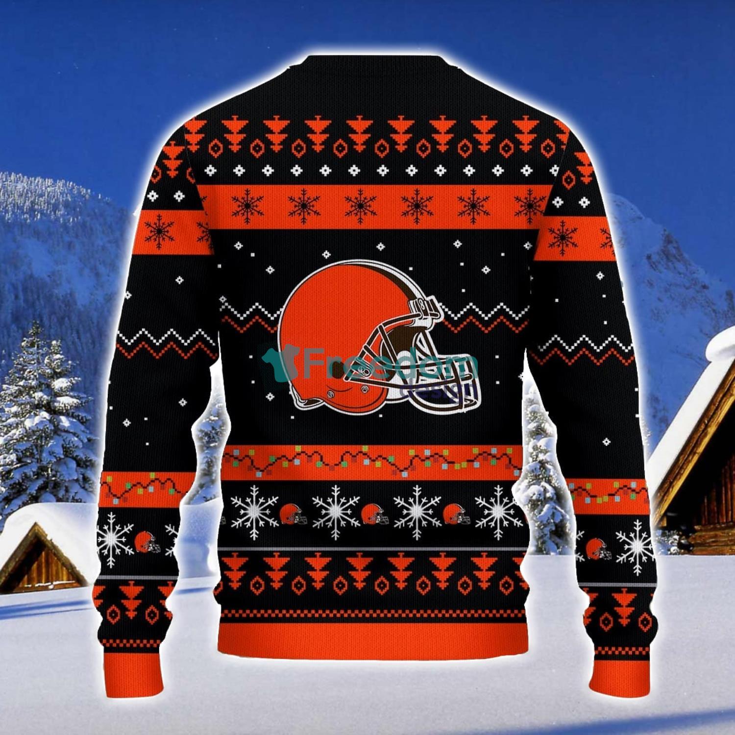 Cleveland Browns Santa Claus Ugly Christmas Sweater Christmas Gift 3D Sweater image Cleveland Browns Santa Claus Ugly Christmas Sweater Christmas Gift 3D Sweater Product Photo 2