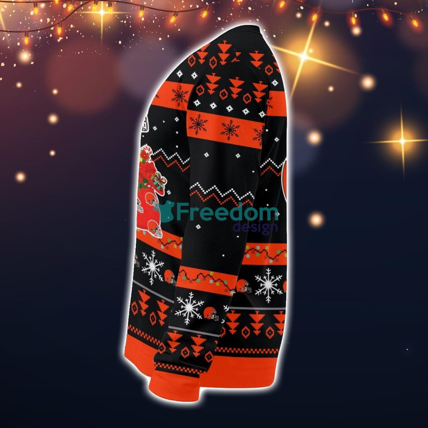 Cleveland Browns Santa Claus Ugly Christmas Sweater Christmas Gift 3D Sweater Cleveland Browns Santa Claus Ugly Christmas Sweater Christmas Gift 3D Sweater Product Photo 3