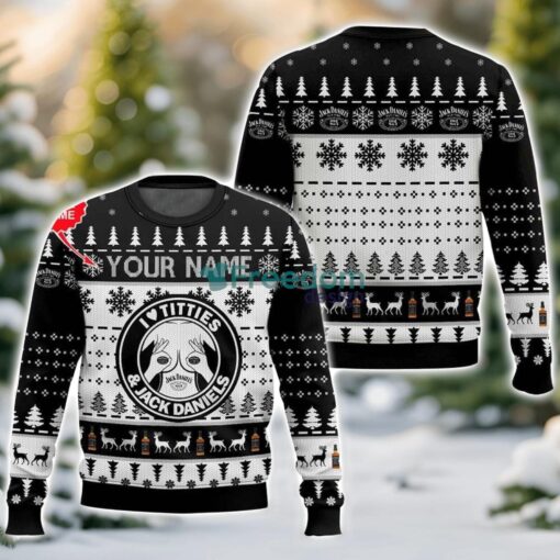 Custom Name Jack Daniel’s Titties Funny 3D Ugly Christmas Sweater Unisex Sweater Christmas Gift Product Photo 1