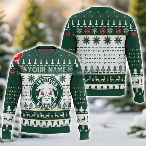 Custom Name Jameson Titties Funny 3D Ugly Christmas Sweater Unisex Sweater Christmas Gift Product Photo 1