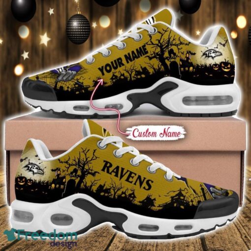 Custom Name NFL Baltimore Ravens Halloween Day Gift Air Cushion Sports Shoes For Men And Women Product Photo 1