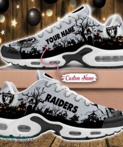 Custom Name NFL Las Vegas Raiders Halloween Day Gift Air Cushion Sports Shoes For Men And Women