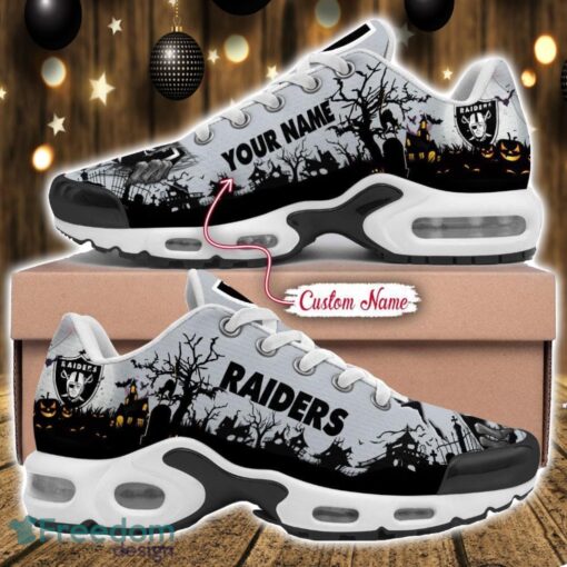 Custom Name NFL Las Vegas Raiders Halloween Day Gift Air Cushion Sports Shoes For Men And Women Product Photo 1