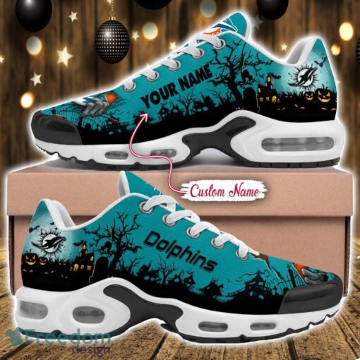 Custom Name NFL Miami Dolphins Halloween Day Gift Air Cushion Sports Shoes For Men And Women Product Photo 1