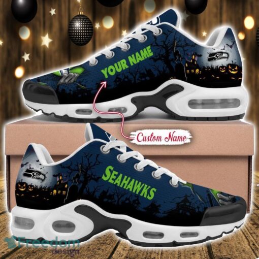 Custom Name NFL Seattle Seahawks Halloween Day Gift Air Cushion Sports Shoes For Men And Women Product Photo 1