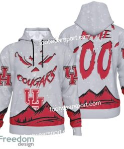 Custom Number And Name Houston Cougars Grinch Face 3D Hoodie, 3D Tshirt, Sweater AOP For Fans Custom Number And Name Houston Cougars Grinch Face 3D Hoodie, 3D Tshirt, Sweater AOP For Fans