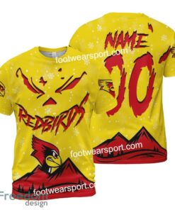 Custom Number And Name Illinois State Redbirds Grinch Face 3D Hoodie, 3D Tshirt, Sweater AOP For Fans - NCAA2 Illinois State Redbirds Grinch Face 3D Hoodie, 3D Tshirt, Sweater AOP Custom Number And Name Photo 2