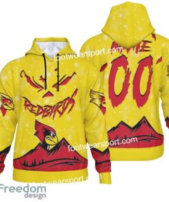Custom Number And Name Illinois State Redbirds Grinch Face 3D Hoodie, 3D Tshirt, Sweater AOP For Fans Custom Number And Name Illinois State Redbirds Grinch Face 3D Hoodie, 3D Tshirt, Sweater AOP For Fans