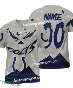 Custom Number And Name Indianapolis Colts Grinch Face 3D Hoodie, 3D Tshirt, Sweater AOP For Fans - NFL Indianapolis Colts Grinch Face 3D Hoodie, 3D Tshirt, Sweater AOP Custom Number And Name Photo 2