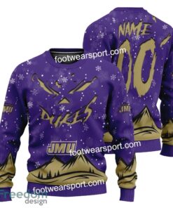 Custom Number And Name James Madison Dukes Grinch Face 3D Hoodie, 3D Tshirt, Sweater AOP For Fans - NCAA James Madison Dukes Grinch Face 3D Hoodie, 3D Tshirt, Sweater AOP Custom Number And Name Photo 3