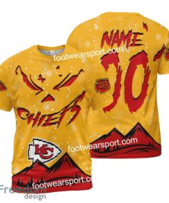 Custom Number And Name Kansas City Chiefs Grinch Face 3D Hoodie, 3D Tshirt, Sweater AOP Gift Holidays - NFL Kansas City Chiefs Grinch Face 3D Hoodie, 3D Tshirt, Sweater AOP Custom Number And Name Photo 2