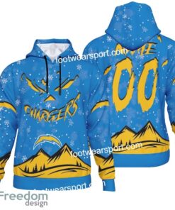 Custom Number And Name Los Angeles Chargers Grinch Face 3D Hoodie, 3D Tshirt, Sweater AOP For Men, Women