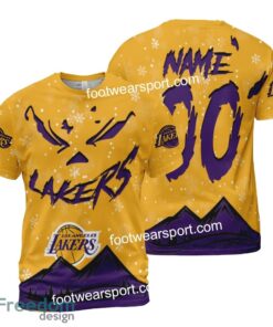 Custom Number And Name Los Angeles Lakers Grinch Face 3D Hoodie, 3D Tshirt, Sweater AOP For Men, Women - NBA Los Angeles Lakers Grinch Face 3D Hoodie, 3D Tshirt, Sweater AOP Custom Number And Name Photo 2