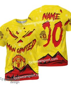 Custom Number And Name Manchester United Grinch Face 3D Hoodie, 3D Tshirt, Sweater AOP For Fans - EPL Manchester United Grinch Face 3D Hoodie, 3D Tshirt, Sweater AOP Custom Number And Name Photo 2
