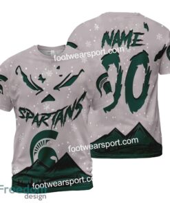 Custom Number And Name Michigan State Spartans Grinch Face 3D Hoodie, 3D Tshirt, Sweater AOP Gift Holidays - NCAA Michigan State Spartans Grinch Face 3D Hoodie, 3D Tshirt, Sweater AOP Custom Number And Name Photo 2