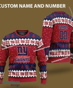 Custom Number And Name New York Giants Logo Pattern Ugly Christmas Sweater For Fans