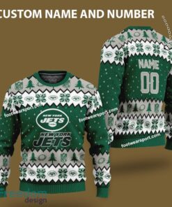 Custom Number And Name New York Jets Xmas Pattern Ugly Christmas Sweater Gift For Men And Women