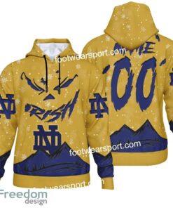 Custom Number And Name Notre Dame Fighting Irish Grinch Face 3D Hoodie, 3D Tshirt, Sweater AOP For Adult