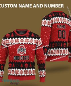 Custom Number And Name Ohio State Buckeyes Logo Pattern Knitted Christmas Sweater For Fans