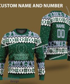 Custom Number And Name Oregon Ducks Xmas Pattern Ugly Christmas Sweater Gift For Men And Women