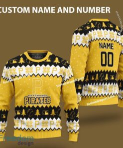 Custom Number And Name Pittsburgh Pirates Xmas Pattern Ugly Christmas 3D Sweater Gift For Adult