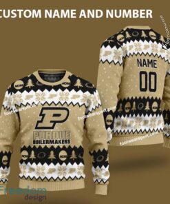 Custom Number And Name Purdue Boilermakers Logo Pattern Knitted Christmas Sweater Gift For Men And Women