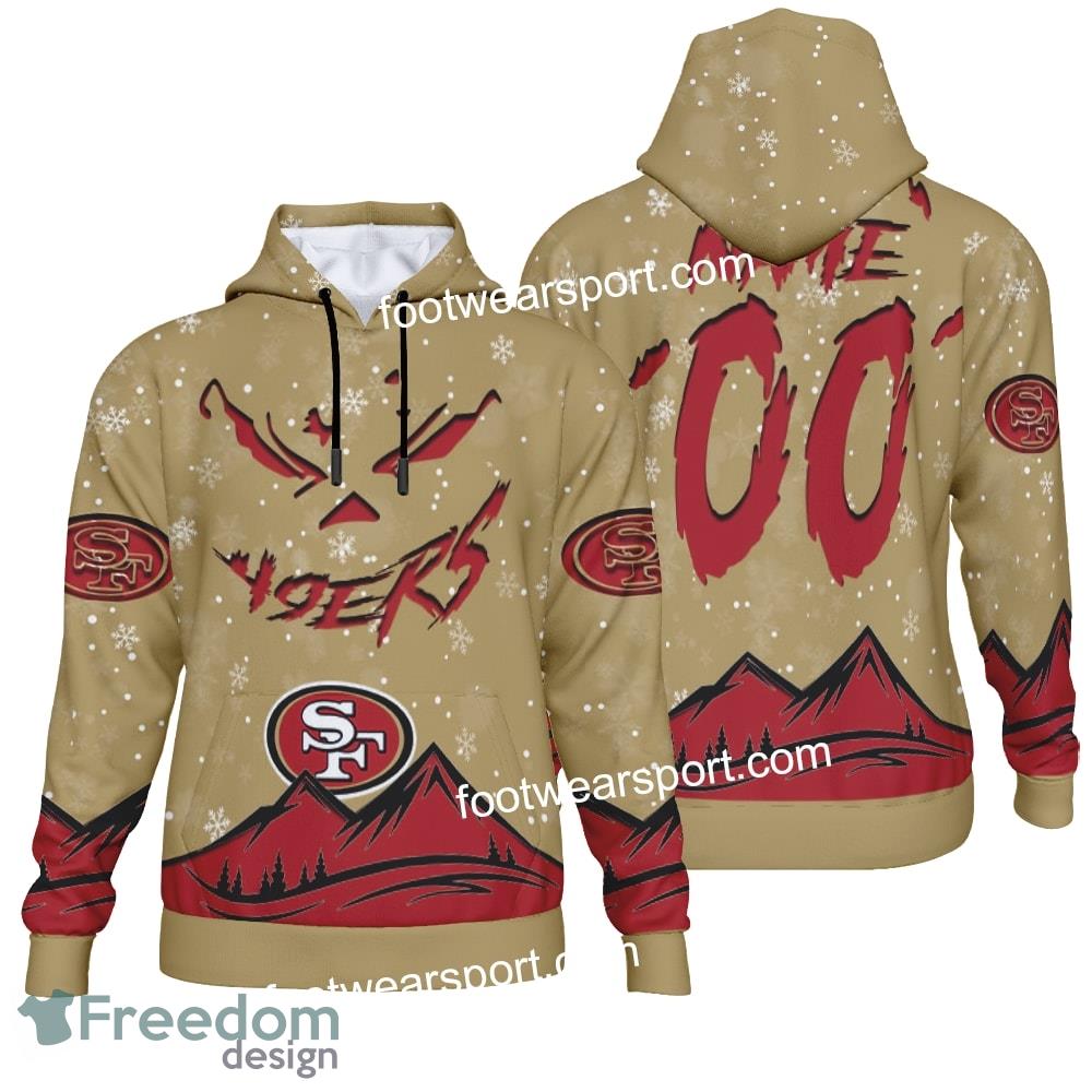 Custom Number And Name San Francisco 49ers Grinch Face 3D Hoodie, 3D Tshirt, Sweater AOP For Men, Women image Custom Number And Name San Francisco 49ers Grinch Face 3D Hoodie, 3D Tshirt, Sweater AOP For Men, Women - NFL San Francisco 49ers Grinch Face 3D Hoodie, 3D Tshirt, Sweater AOP Custom Number And Name Photo 1