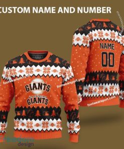 Custom Number And Name San Francisco Giants Logo Pattern Ugly Christmas Sweater For Fans