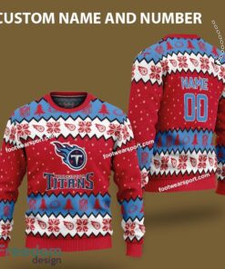Custom Number And Name Tennessee Titans Xmas Pattern Ugly Christmas Sweater AOP Gift Holidays